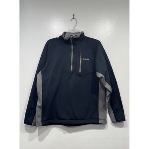 Simms Mens Guide Mid Top Black 1/4 Zip Fleece Lined Fishing Pullover READ